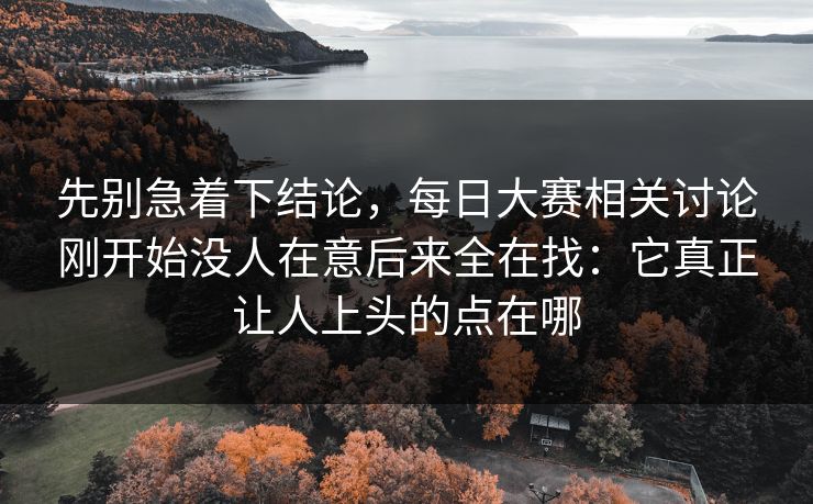 先别急着下结论，每日大赛相关讨论刚开始没人在意后来全在找：它真正让人上头的点在哪